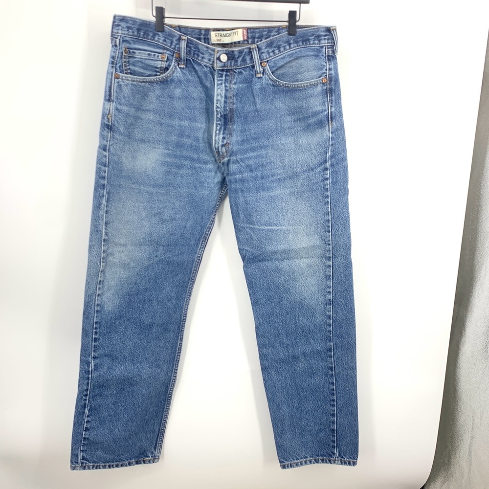 Levis Men Size 40 x 32 Jeans 505 Regular Fit‎ Straight Light Wash Pants Cotton